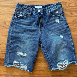 High-waisted Distressed Jean Shorts